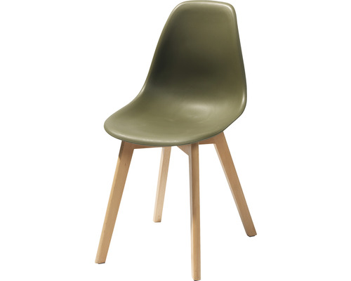 Chaise avec coque d''assise et pieds en bois