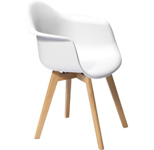 Chaise à coque blanche avec pieds en bois