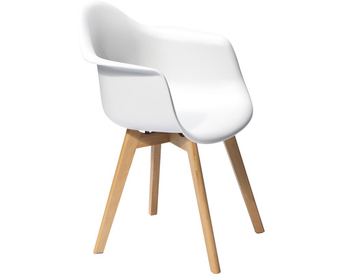 Chaise à coque blanche avec pieds en bois