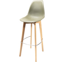 Tabouret de bar avec assise en plastique et pieds en bois