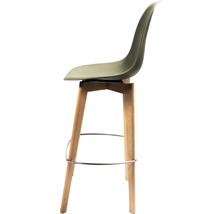Tabouret de bar avec assise en plastique et pieds en bois
