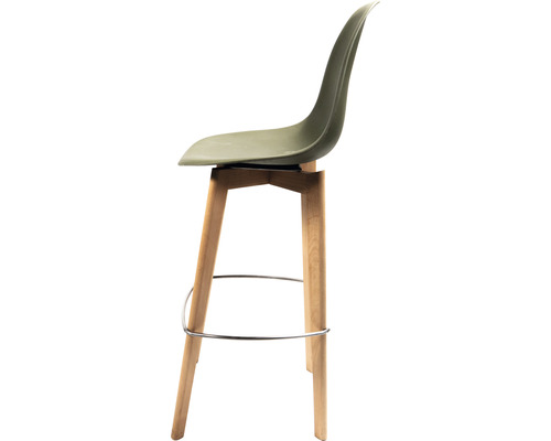 Tabouret de bar avec assise en plastique et pieds en bois