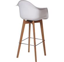 Tabouret de bar blanc avec accoudoir et pieds en bois