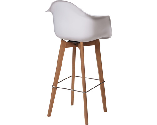 Tabouret de bar blanc avec accoudoir et pieds en bois