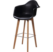 Tabouret de bar avec pieds en bois et accoudoir