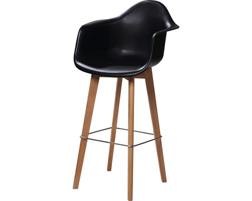 Tabouret de bar avec pieds en bois et accoudoir