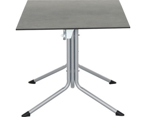 Klapptisch mit quadratischer Tischplatte und Metallgestell