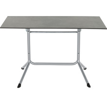 Rechteckiger Klapptisch mit silberfarbenem Metallgestell