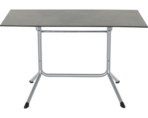 Rechteckiger Klapptisch mit silberfarbenem Metallgestell