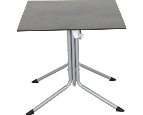 Quadratischer Klapptisch mit Metallgestell und Tischplatte