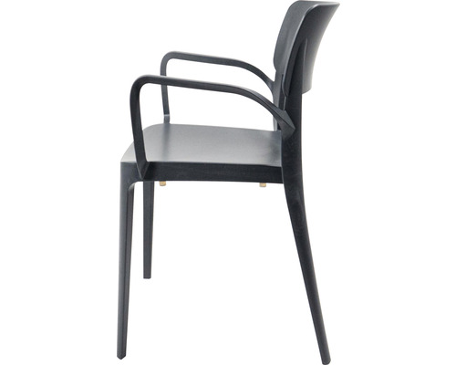 Chaise en plastique avec accoudoirs, vue latérale