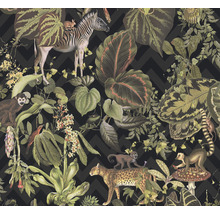 Tapete mit Dschungelmotiv, inklusive Zebra, Affen und Leopard