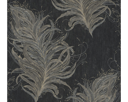 Papier peint intissé 38009-4 Mata Hari plumes noir Papier peint motif plumes