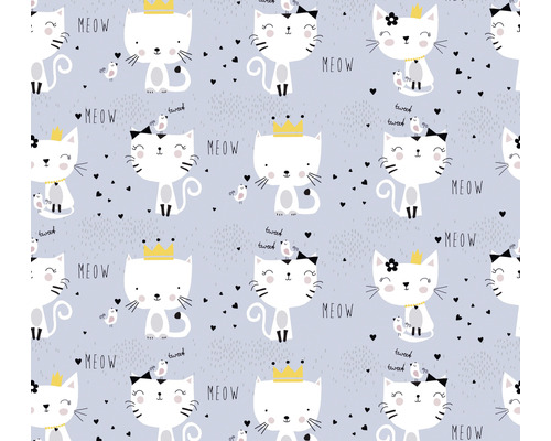 Motif avec chats, oiseaux, cœurs et inscriptions