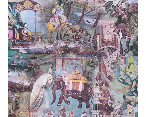Papier peint intissé 38173-3 Dream Flowery motif vintage indien Papier peint avec des éléphants et des motifs indiens