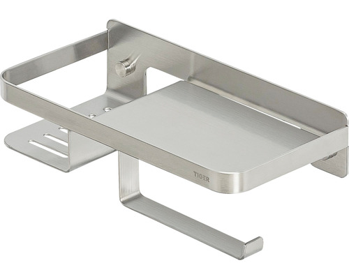 Tiger Badregal aus Edelstahl mit Toilettenpapierhalter