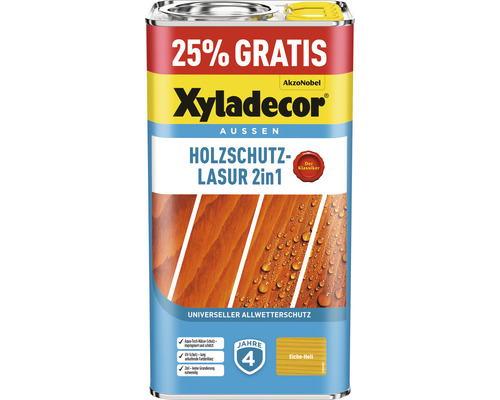 Xyladecor Holzschutzlasur eiche hell 4+1 L (+25%) gratis