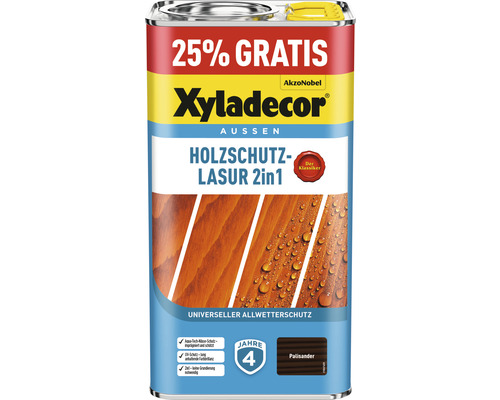 Xyladecor Holzschutzlasur palisander 4+1 L (+25%) gratis