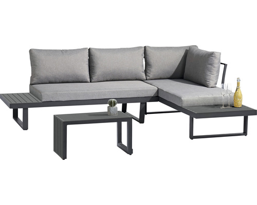 Loungeset Gartenmöbelset SenS-Line garden furniture 4 -Sitzer bestehend aus: 2x Bankmodule, Tisch Aluminium Anthrazit