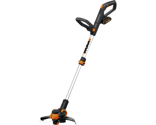 Coupe-bordures à batterie avec manche télescopique pour le jardin.