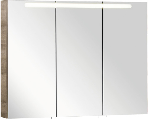Armoire de toilette FACKELMANN A-VERO 105 cm chêne gris 3 porte LED