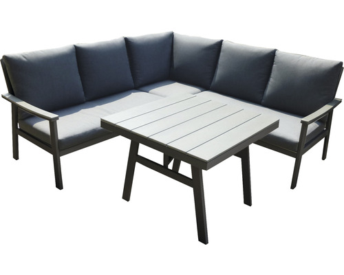 Dining-Set Loungeset Ensemble de meubles de jardin SenS-Line garden furniture 5-sièges composé de : 2x modules de banc, 1 module d'angle, table aluminium anthracite