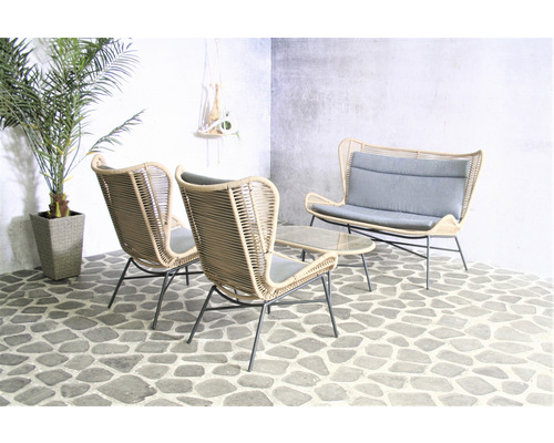 Ensemble de meubles de jardin Loungeset SenS-Line garden furniture 4 -Sitzer composé de : Banc, 2x fauteuils, table acier anthracite
