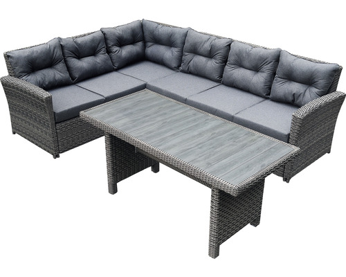 Dining-Set Loungeset Gartenmöbelset SenS-Line garden furniture 6 -Sitzer bestehend aus: 2x Bankmodule, Tisch Aluminium Grau