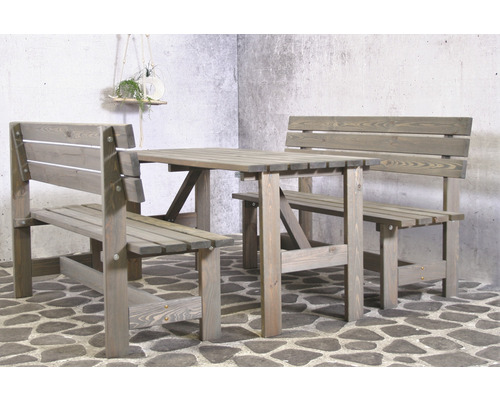 Ensemble de table de jardin SenS-Line garden furniture 6 places comprenant : 2x bancs, table bois bois