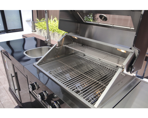 Grillküche mit Spüle und Grillrost aus Edelstahl