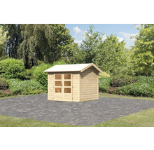 Abri de jardin en bois avec double porte à l''extérieur