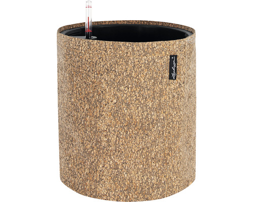 Sac à plantation Lechuza Trendcover fibre naturelle Ø 32 cm H 33 cm beige foncé Pot de fleurs rond en liège avec indicateur de niveau d''eau