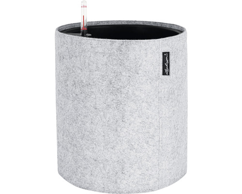 Sac à plantation rond Lechuza Trendcover feutre 32 cm x 32 cm x 33 cm gris Pot de fleurs gris en feutre avec système d''irrigation et indicateur de niveau d''eau