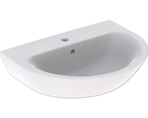 Lavabo en céramique blanc avec trou de robinet et trop-plein