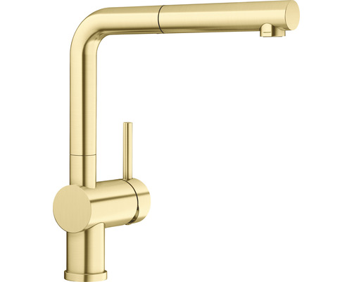 Robinetterie de cuisine haute pression Blanco LINUS-S PVD satin or 526684 Robinet de cuisine avec bec