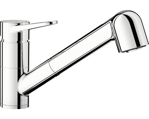 Robinetterie de cuisine haute pression Blanco WEGA-S II chrome galvanisé 526416 Robinet d''évier en métal chromé avec douchette extractible