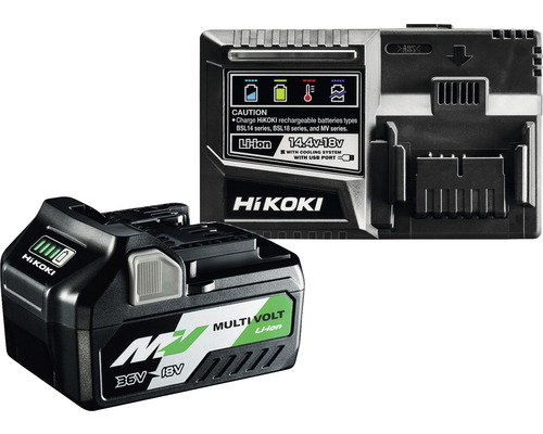 HiKOKI Kit de démarrage Booster Pack Multi Volt 1x batterie 36/18V (2,5/5,0 Ah) et chargeur