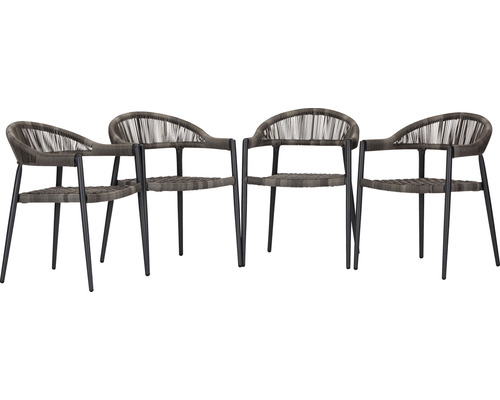 Chaise empilable acamp Brooklyn Lot de 4 56 x 58 x 78 mm Aluminium Polyrattan gris-brun empilable