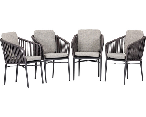 Kit de chaises de jardin acamp avec dossier manhattan lot de 4 61 x 81 x 61 cm aluminium acier anthracite