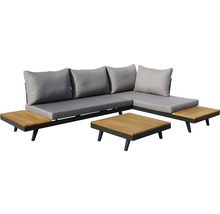 Gartenlounge-Set mit Ecksofa, Kissen und Tisch