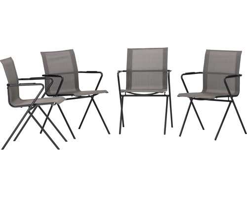 Kit de chaises empilables acamp alpha tex lot de 4 55 x 57 x 83 cm acier anthracite