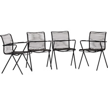 Quatre chaises de jardin noires avec accoudoirs