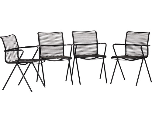 Kit de chaises empilables acamp rope lot de 4 55 x 57 x 83 cm acier anthracite