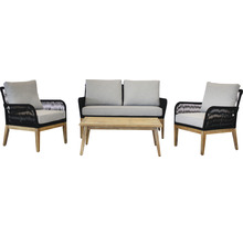 Ensemble de meubles de jardin avec deux fauteuils, un canapé et une table