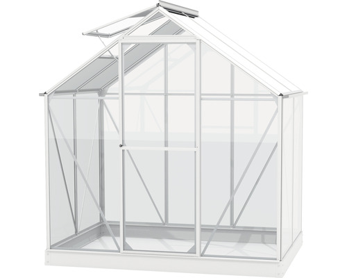 Serre avec fenêtre de toit et porte ouvertes