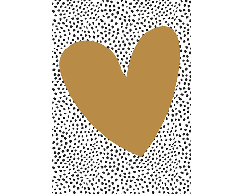 Postkarte Goldenes Herz und schwarze Punkte 10,5x14,8 cm Postkarte Goldenes Herz und schwarze Punkte 10,5x14,8 cm