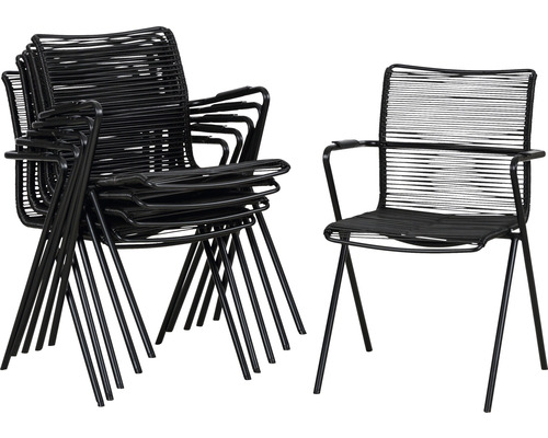 Kit de chaises empilables acamp rope lot de 6 55 x 57 x 83 cm acier anthracite