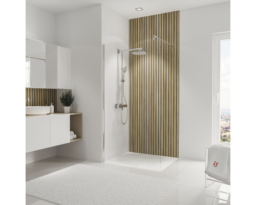 Panneau mural de douche SCHULTE DecoDesign Japandi vertikal ExpressPlus optique bois mélèze 255 x 100 cm EP1901025 538