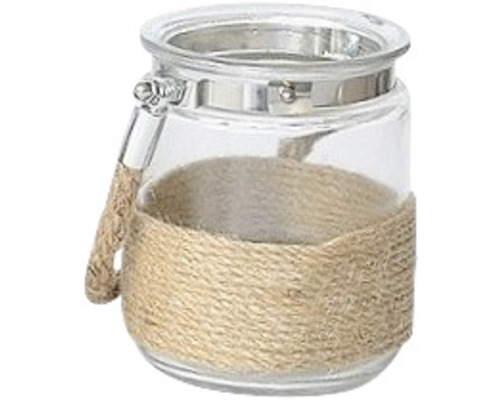 Glaswindlicht mit Seilumwicklung und Metallgriff