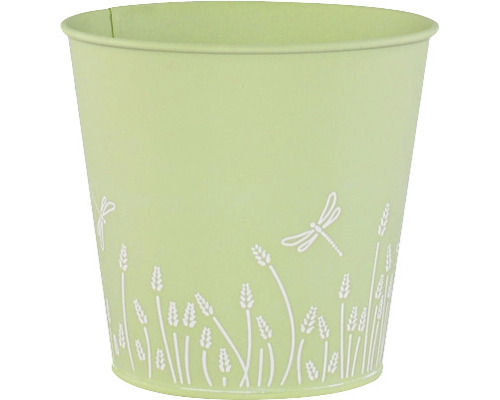 Cache-pot en métal avec motif libellule et herbe